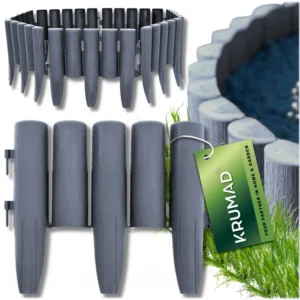 Садовий паркан Krumad з палісаду для газону, 280 x 24 см, сірий KMDW38