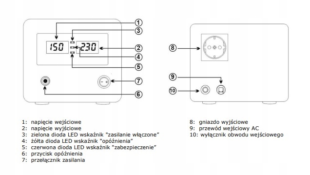 Стабілізатор напруги AZO AVR-1000 PRO 1000VA / 600W - Зображення 4