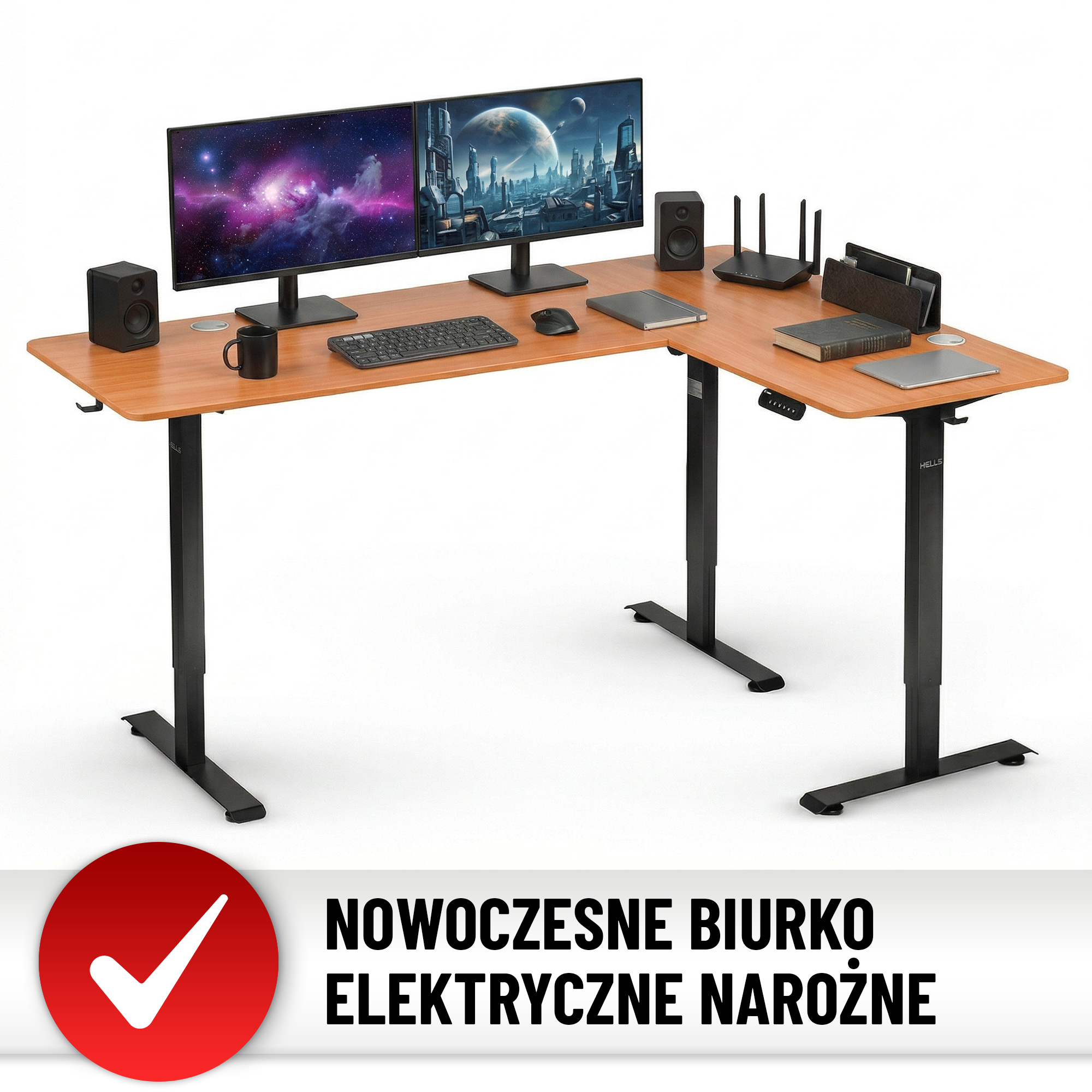 Стіл Hell's Chair Oak Wood Black з електричним регулюванням кутовий 180x120 см - Зображення 9