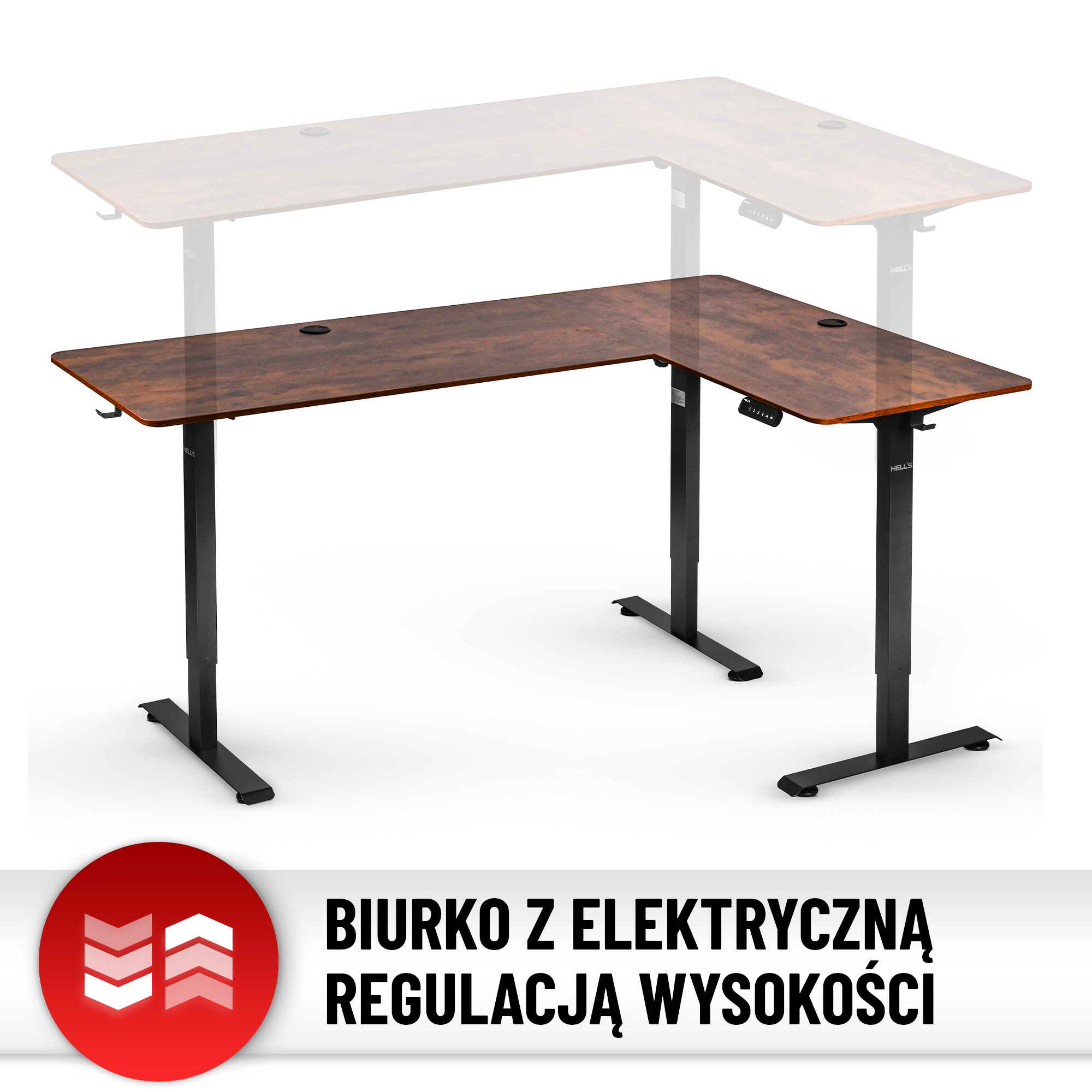 Стіл Hell's Chair Rustic Brown з електричним регулюванням кутовий 180x120 см - Зображення 7