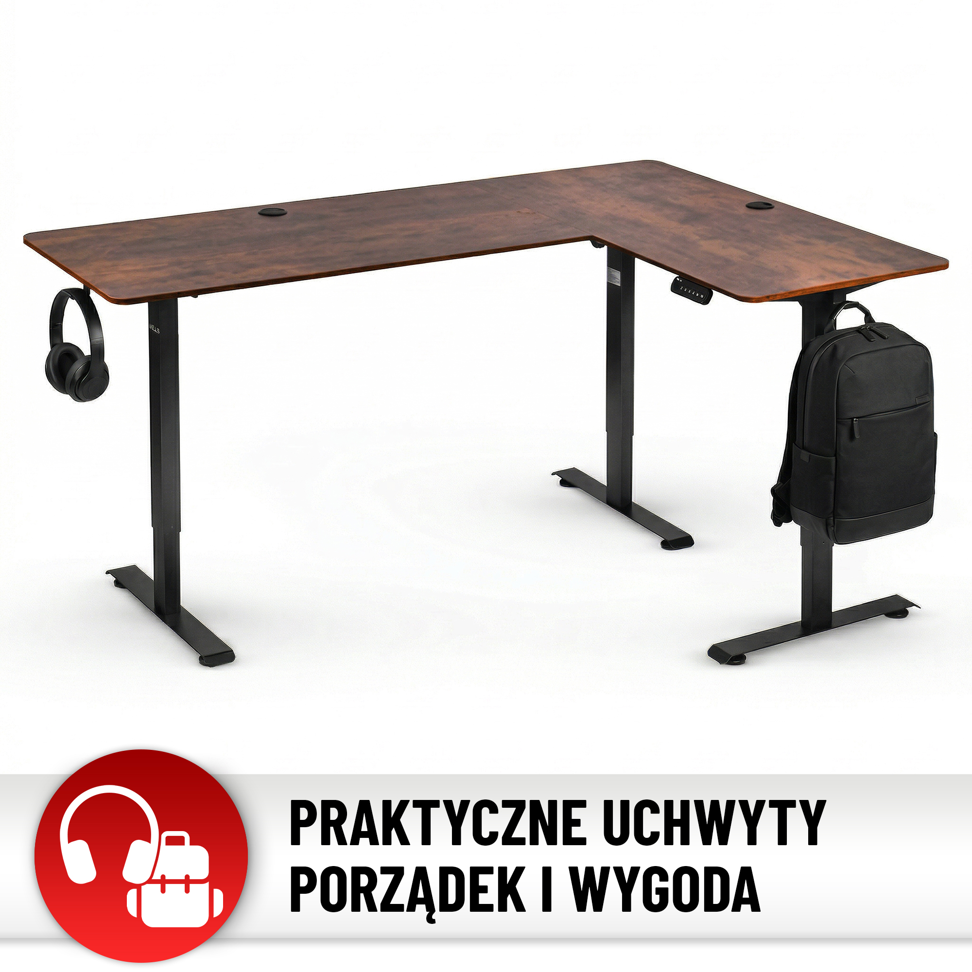 Стіл Hell's Chair Rustic Brown з електричним регулюванням кутовий 180x120 см - Зображення 10