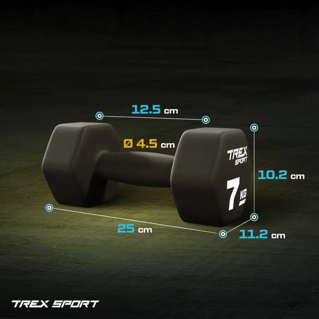 Гантелі Trex Sport TX-070VD 2x7 кг неопренові чавунні шестигранні для силових тренувань - Зображення 3