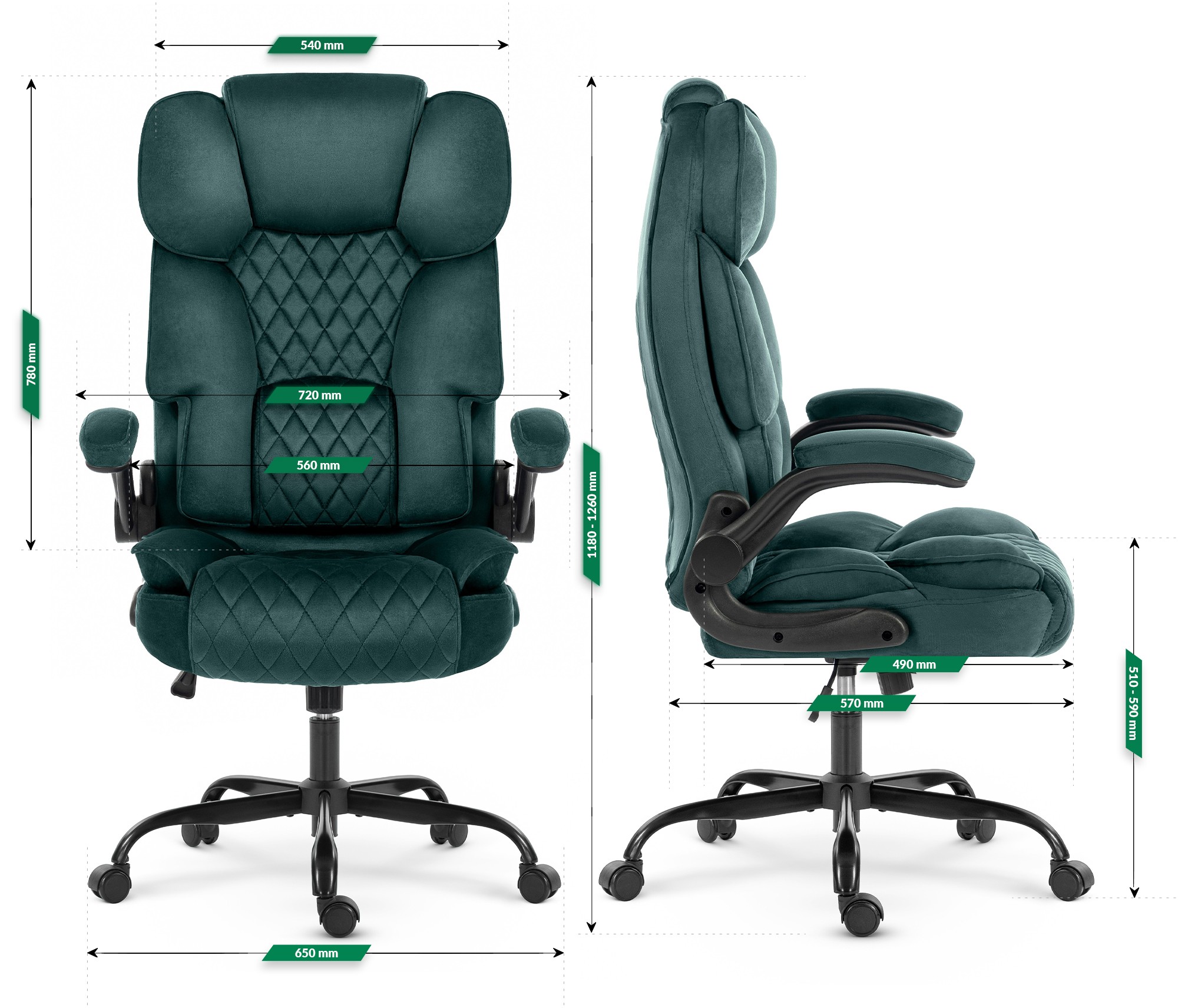 Офісне крісло Hell's Chair HC-1033 Green тканина - Зображення 6