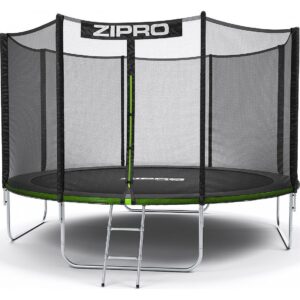 Батут Zipro Jump Pro з зовнішньою сіткою 12 футів 374 см чорно-зелений