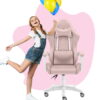 Геймерське крісло Hell's Chair HC-1000 Kids Pink White велюр