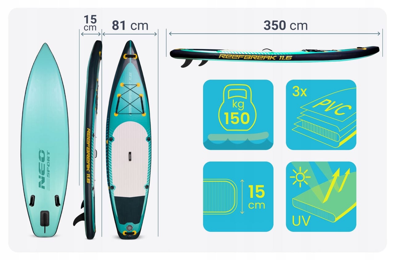 SUP-дошка Neo-Sport Reefbreak 170313. 350×81×15см - Зображення 10