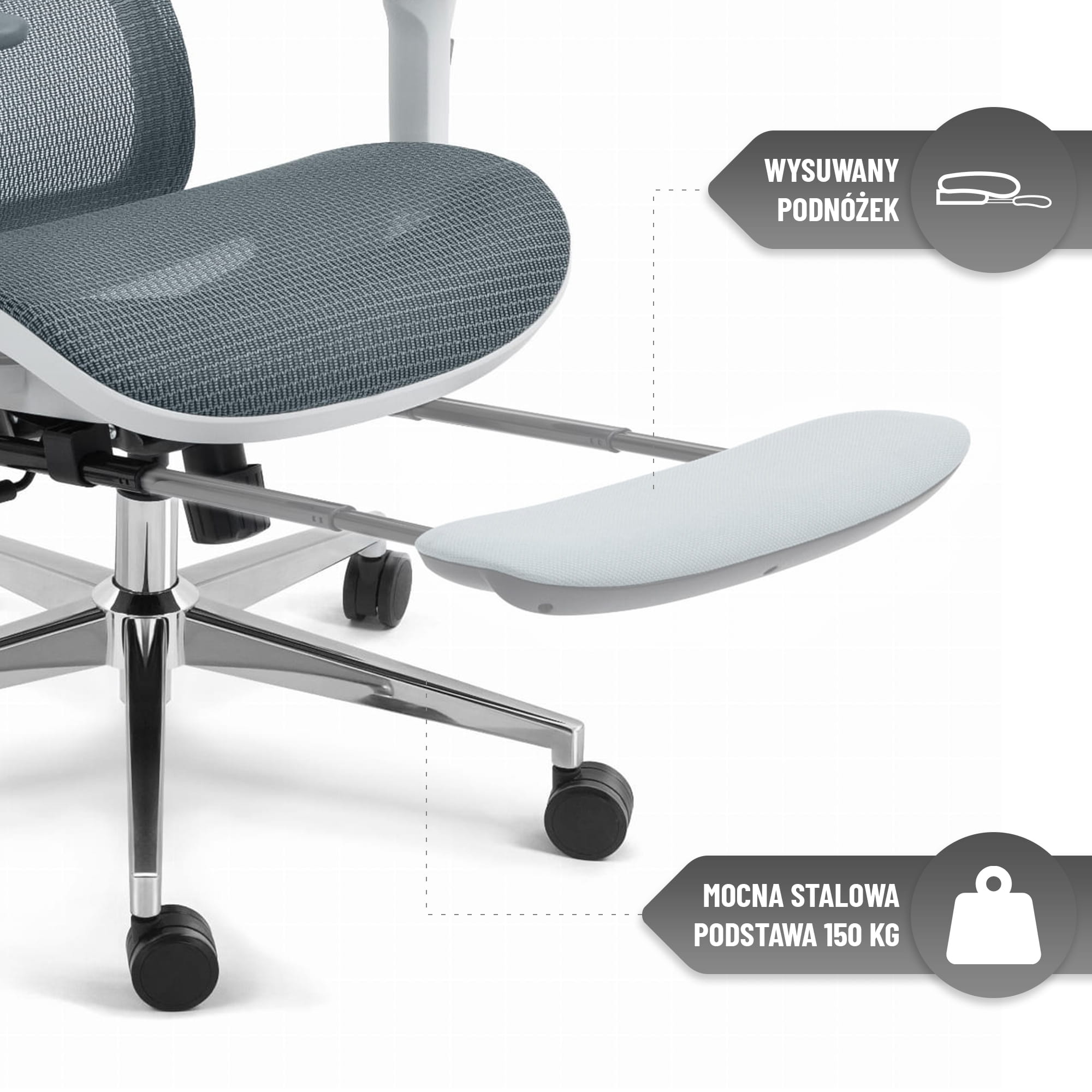 Офісне крісло Hell's Chair HC-1044 Grey White. сітка - Зображення 8