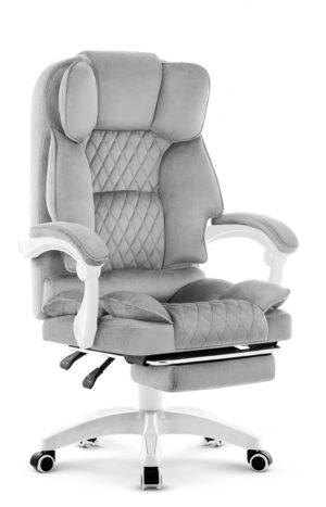 Офісне крісло Hell's Chair HC-1031 Grey White велюрове
