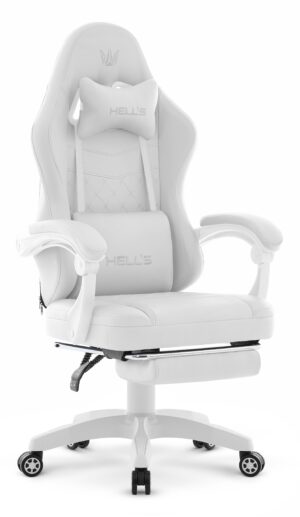 Геймерське крісло Hell's Chair HC-1015 White біла екошкіра